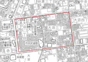 大沼三地区のゾーン30指定区域を赤枠で示した地図