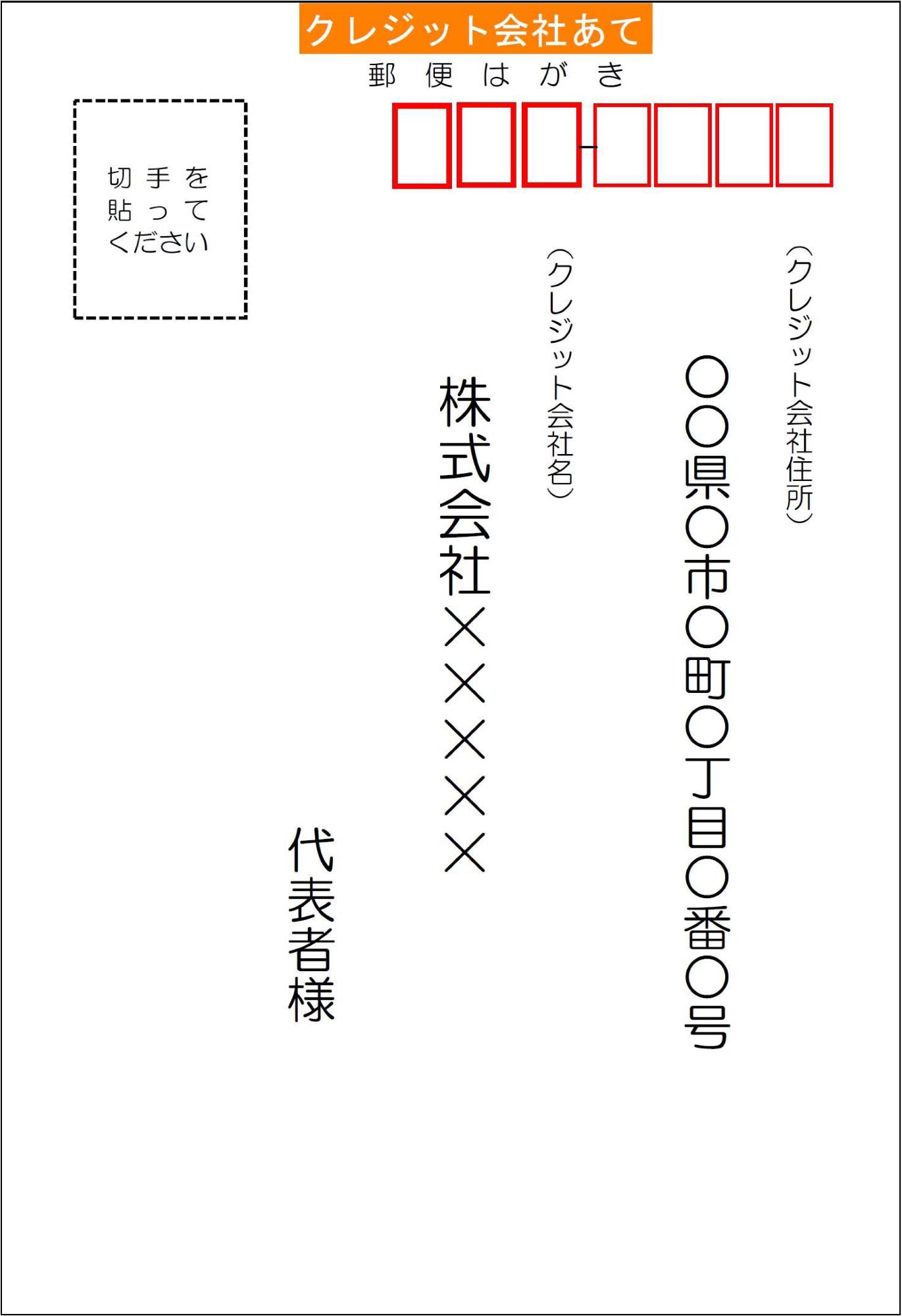 クーリングオフ書き方（クレジット会社あて表面）