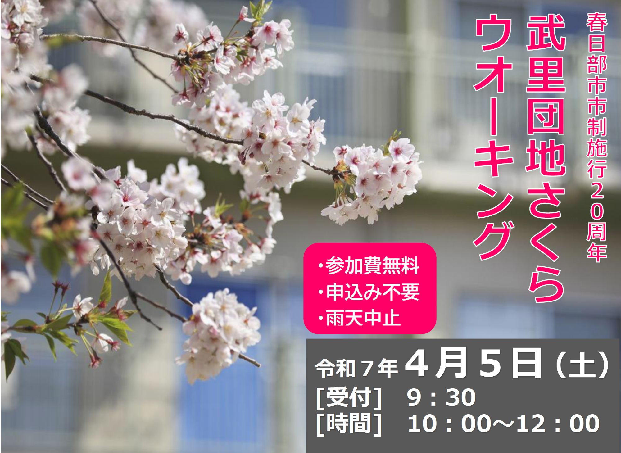 武里団地さくらウオーキングのお知らせ