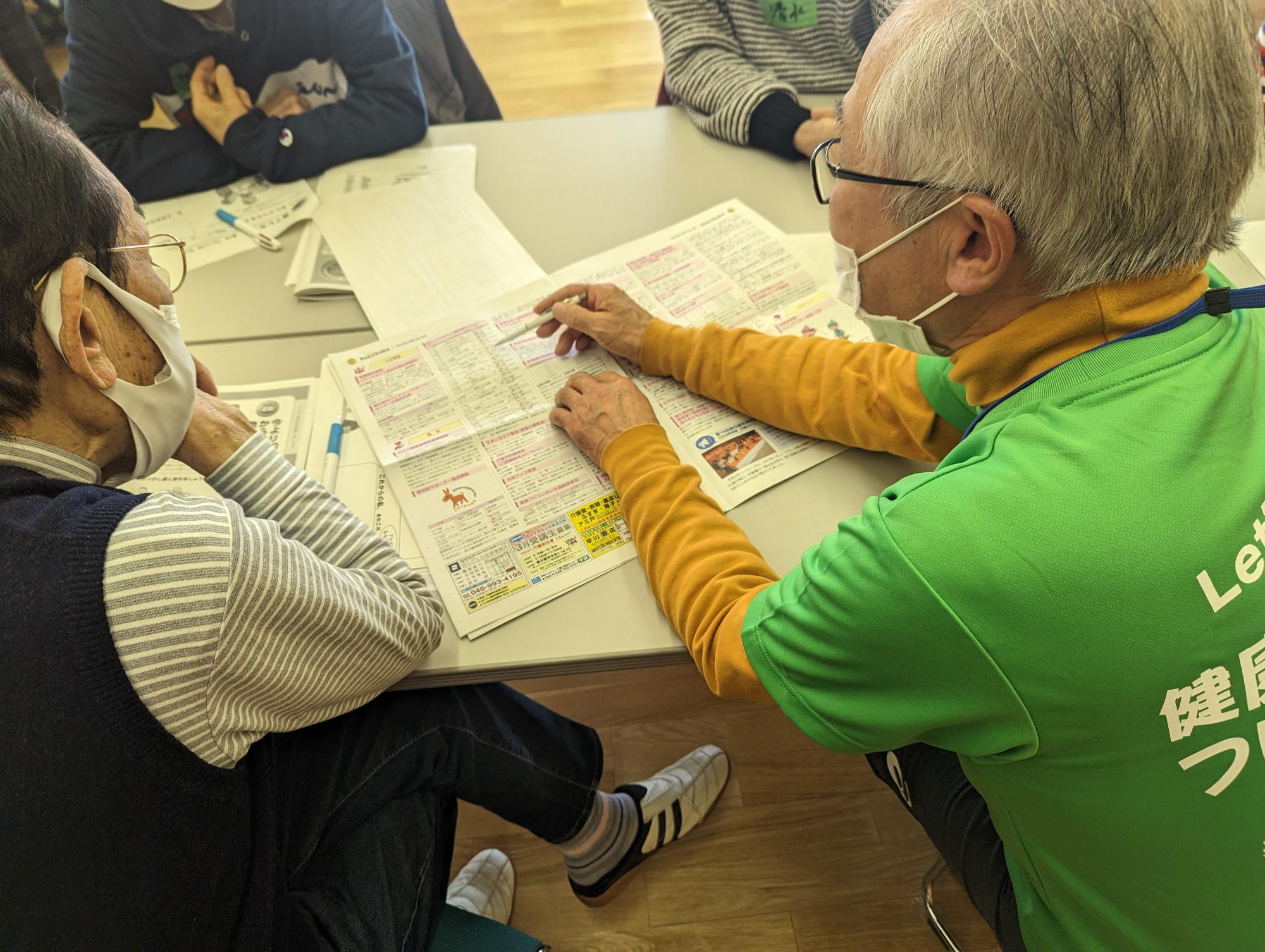 春フレサポーターから社会参加の説明を聞く参加者