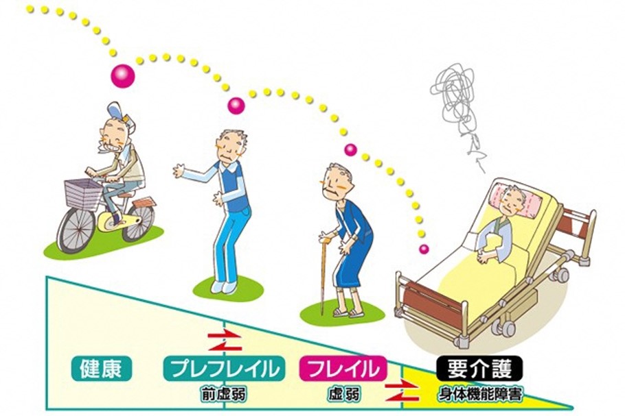 要介護状態になる前の状態をフレイルと説明する図