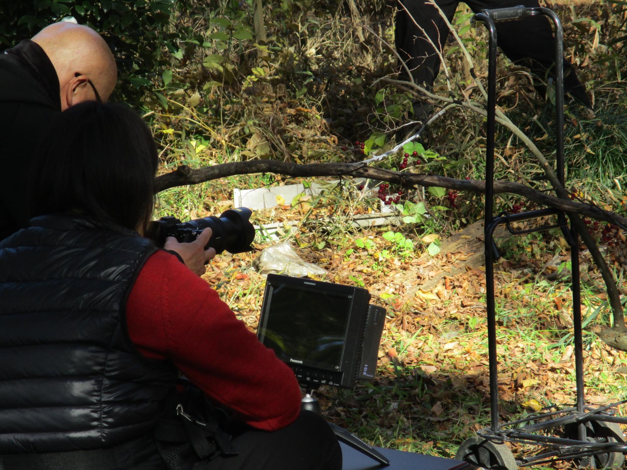 撮影内容を確認しているところ