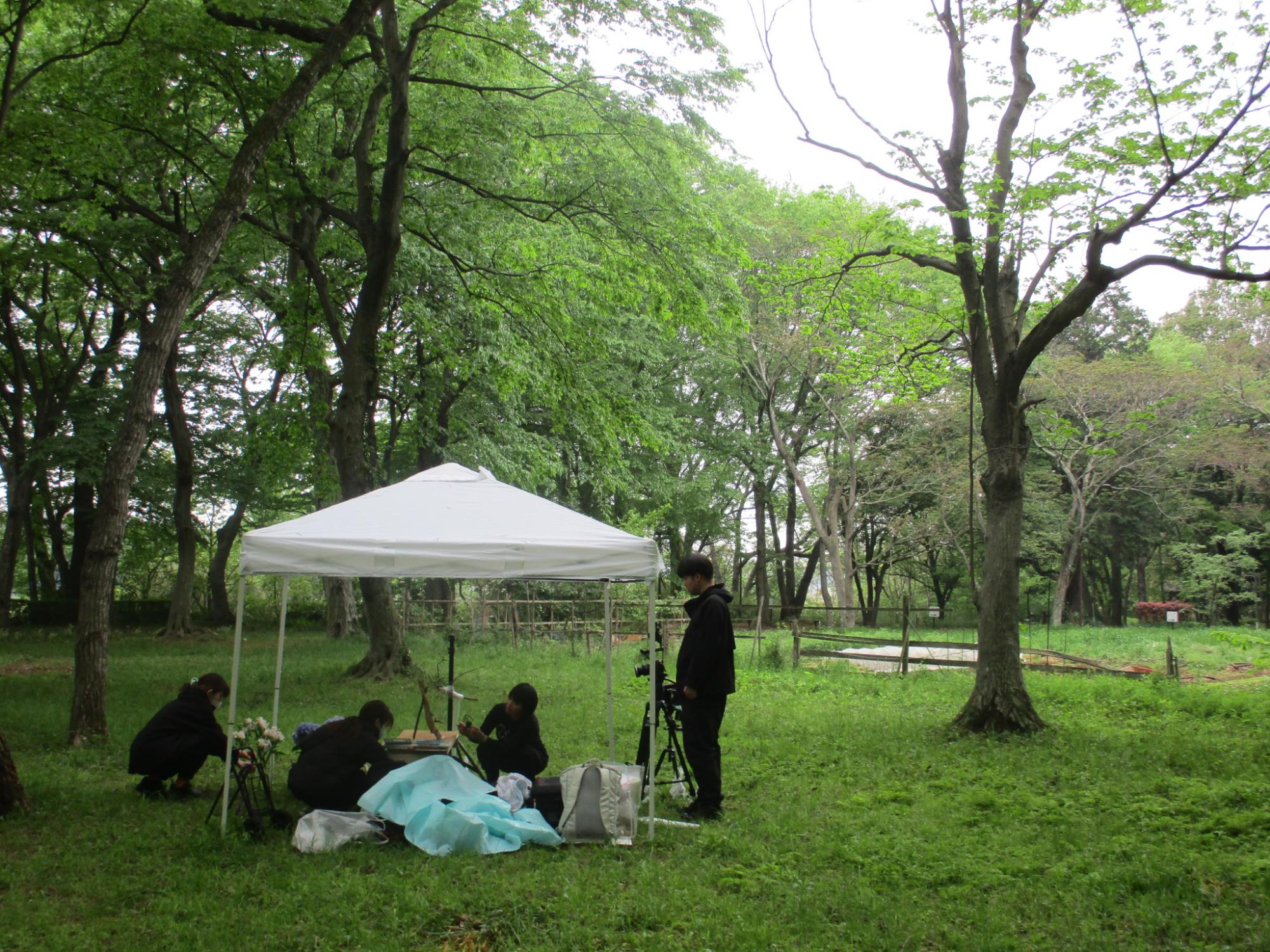 撮影をしているところ