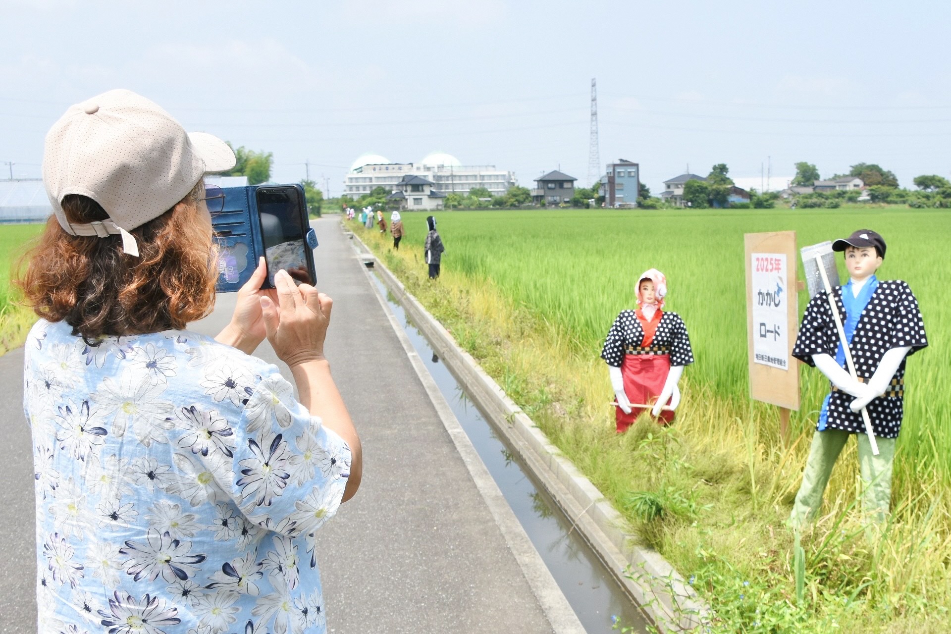 かかしロードを見に来た人