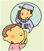 受話器を持った人と工事業者の人が電話をしているイラスト