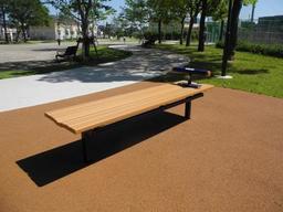 大枝公園敷地内に設置された、腹筋ベンチの写真