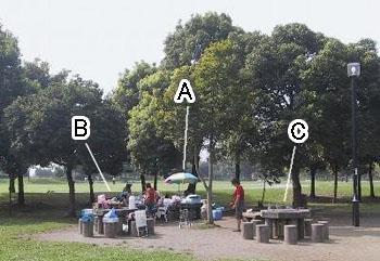 多目的側のA～Cのテーブルを示している写真