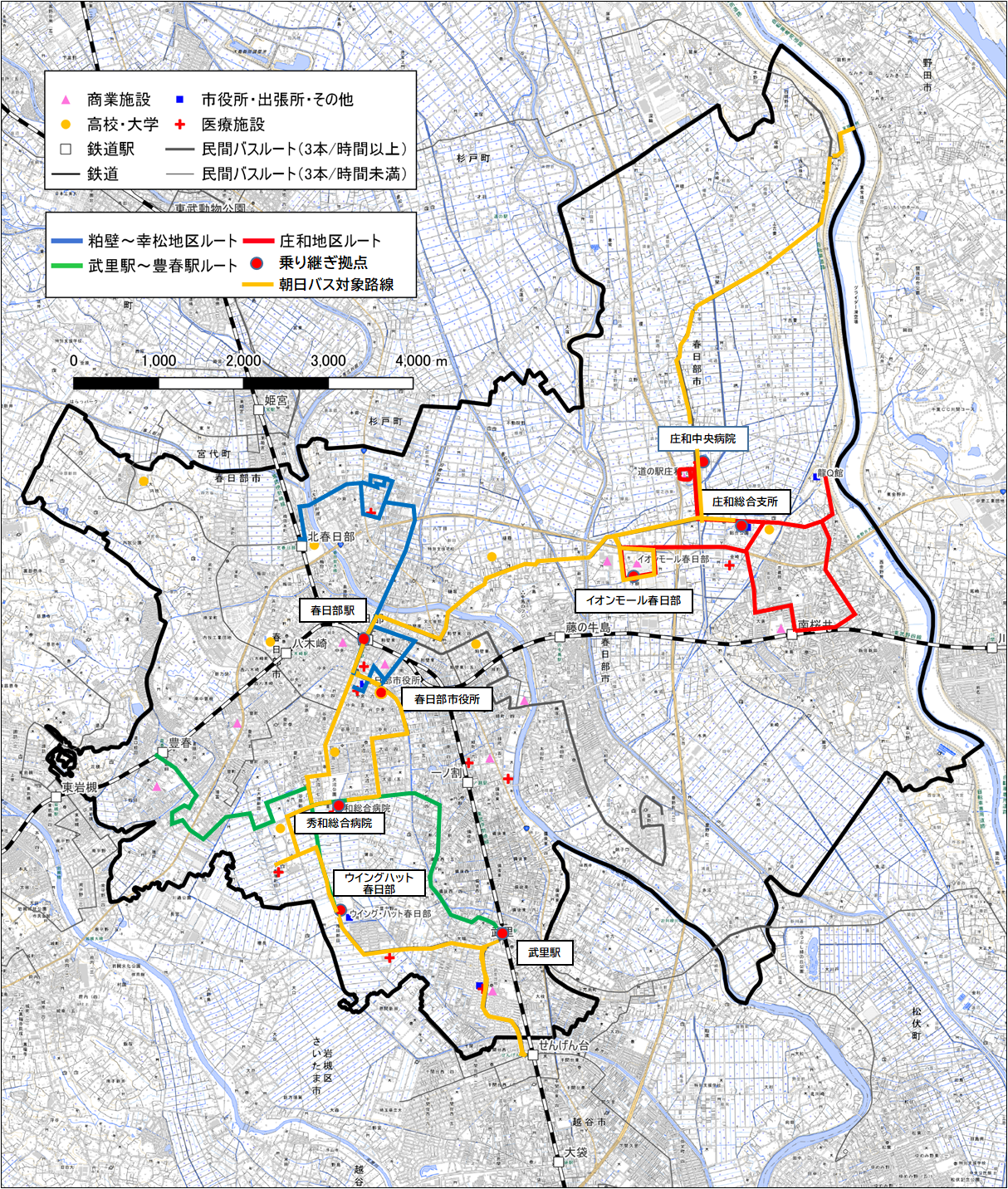 乗継対象路線の図