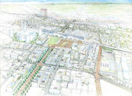鉄道高架化後の市内鳥瞰図