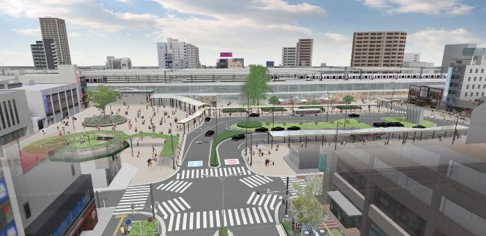 春日部駅西口駅前広場の完成イメージ