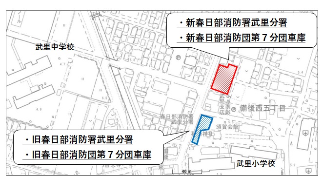新武里分署と旧武里分署の配置図