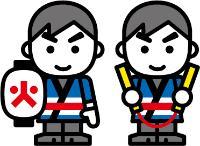 法被姿のキャラクターの火の用心のイラスト