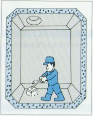 貯水槽を清掃している男性のイラスト