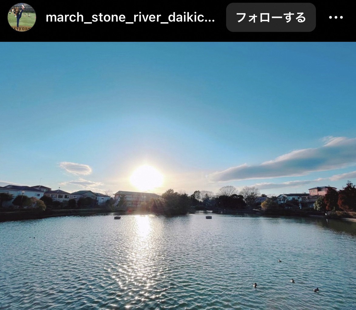 画像:インスタグラムで投稿された写真（春日部の川）