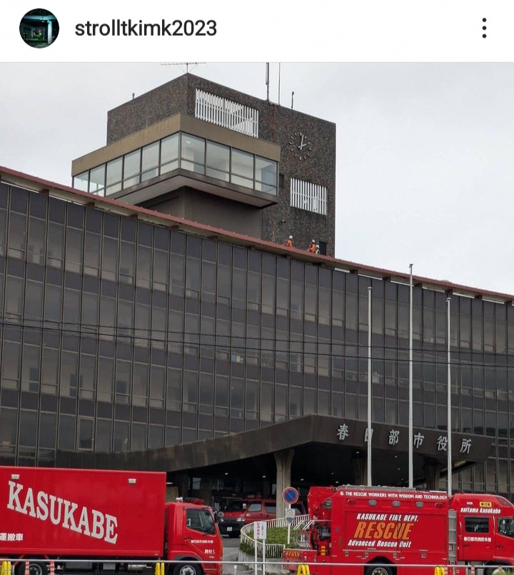 旧本庁舎で消防訓練をしている様子の写真（strolltkimk2023さんの投稿）