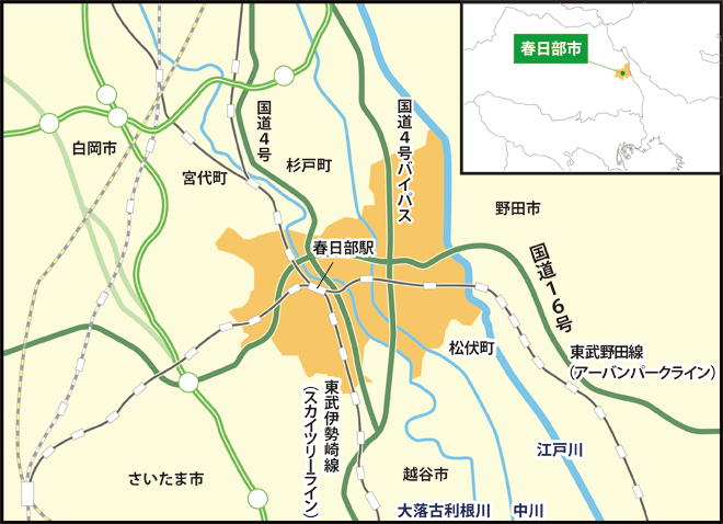 春日部市の位置図