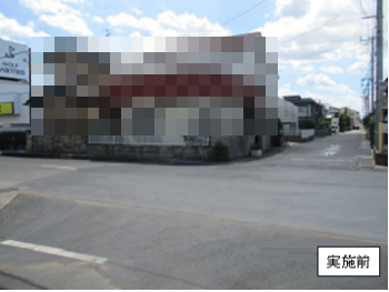 上沖小学校通学路の路面標示がはがれている写真