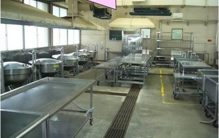 清潔な給食場の様子