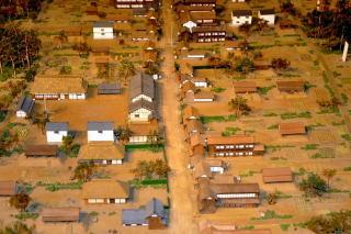 当時の粕壁宿の街並みを再現したミニチュア模型の写真