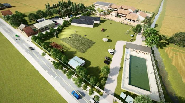 俯瞰で見た「春日部みどりのPARK」の完成予想図のイメージCG